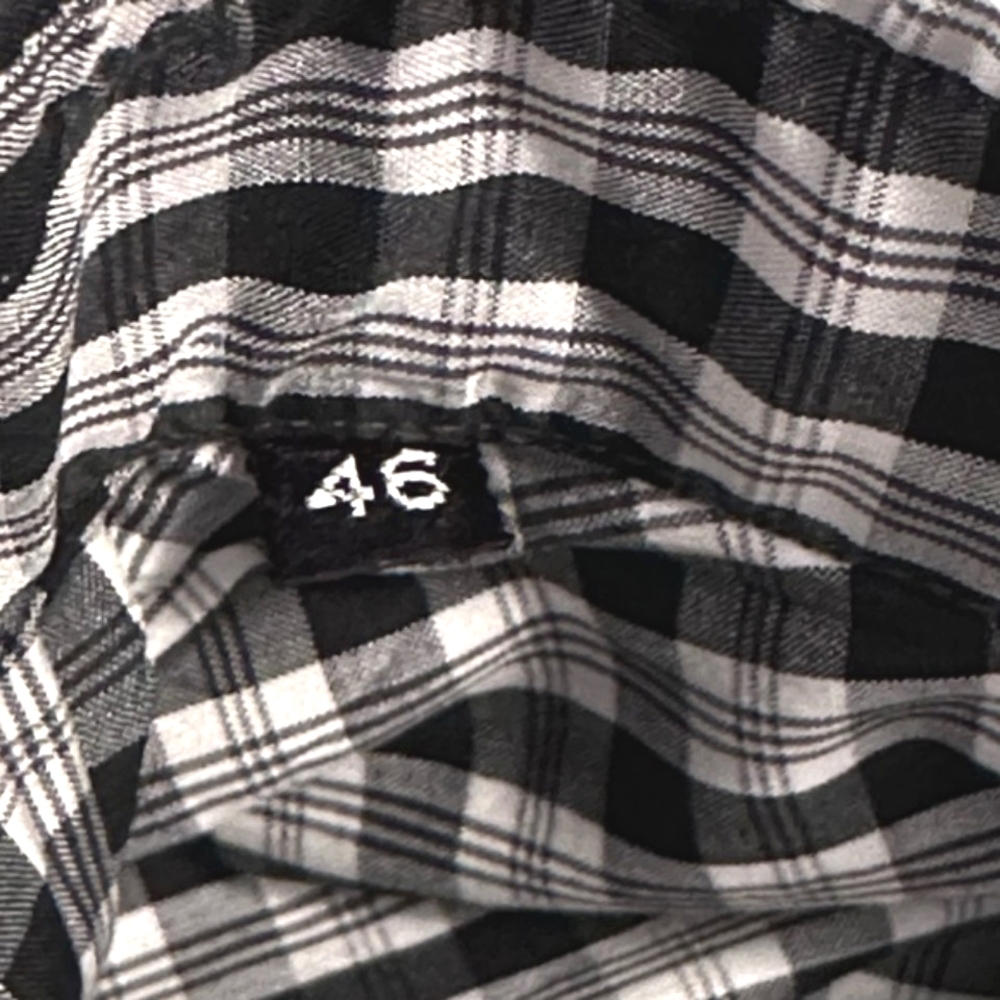 TOM FORD ▪️Cotton Plaid Dress Shirt - Size 46/18, Black/White - Picture 6 of 8